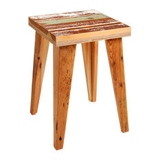Hocker Studio Earth Pine Stool, Brown, White and Green