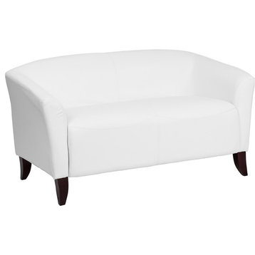 Hercules Imperial Series Leather Loveseat, White, 52.50"x29"x30"