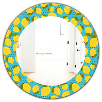 Designart Lemon Pattern Bohemian Eclectic Frameless Oval Or Round Wall Mirror, 3