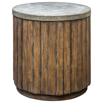 Uttermost Maxfield 22 x 24" Wooden Drum Accent Table