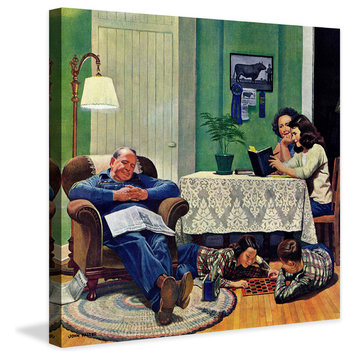 "After Dinner at the Farm" Painting Print on Canvas by John Falter
