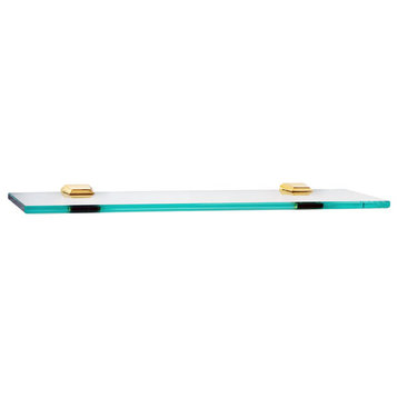 Alno A7950-18 Geometric 18"W Glass Shelf - Unlacquered Brass