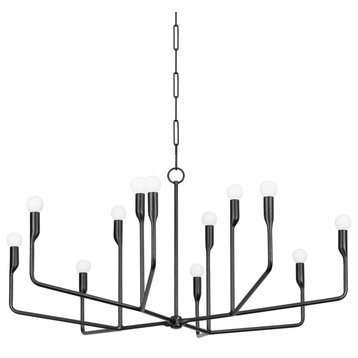 12-Light Chandelier, Forged Iron