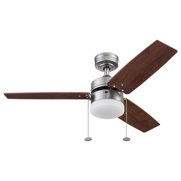 Prominence Home 3-Blade, Reston Modern Ceiling Fan, LED, Pewter, 52
