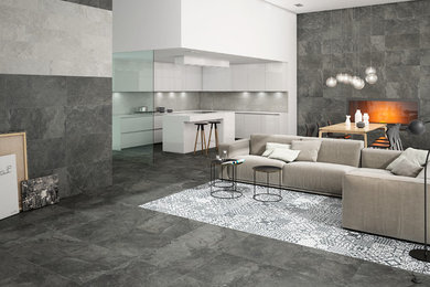 Inspiration for a contemporary living room remodel in Montreal