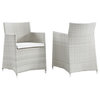 Modway Junction Armchairs Out Wicker, Set of 2, Gray, White