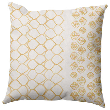 Honeycomb Split Rug Pillow, Yellow, 26"x26"