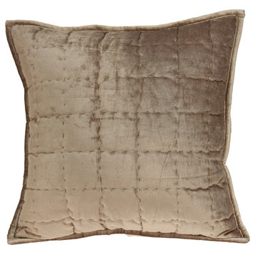 Byblo Transitional Taupe Solid Quilted Pillow Cover With Poly Insert