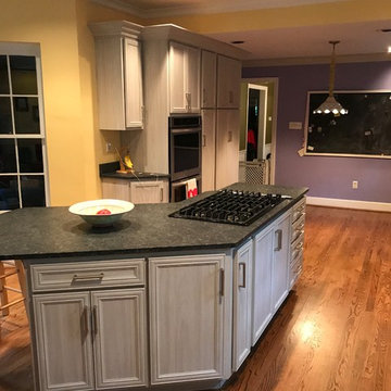 gray cabinets and new granite--cabinet reface