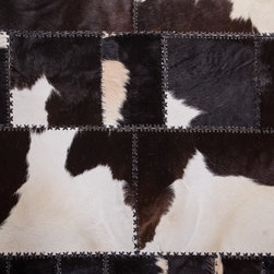 Handmade Cowhide Patchwork Area Rug, Rectangle Black White 9&rsquo;4&rdquo;x6&rsquo;5&rdquo; - Area Rugs