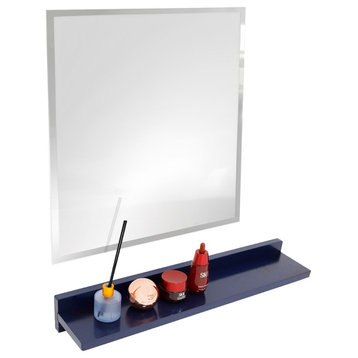 23.5" Blue Wireless Charging Shelf and Frameless Mirror Set
