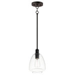 Maxim Lighting - Babylon 1-Light Pendant, Black - Pendants of Clear glass in unique elongated and undulating shapes with various sizes. This series pairs well with popular finishes in hardware and plumbing, giving you the flexibility to take chances with designer statement pieces. The metalwork is available in your choice of Matte Black, Satin Brass, or Satin Nickel. A coordinating wall sconce pairs well with the collection. Use filament bulbs to complete the look.