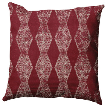 Pyramid Stripe Decorative Throw Pillow, Dark Red, 18x18"