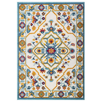 Reflect Freesia Distressed Floral Persian Medallion 5x8 Indoor/Outdoor Area Rug