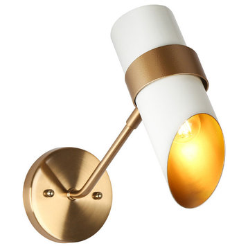 LNC 4.7" W 1-Light Matte Gold and White Modern LED Wall Sconce