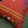 Kandinsky Orange Pillow Cover Needlepoint Accent Pillows Handmade Wool 18x18"