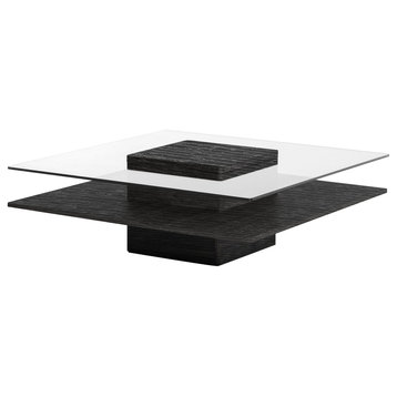 Modrest Clarion Modern Gray Elm and Glass Coffee Table