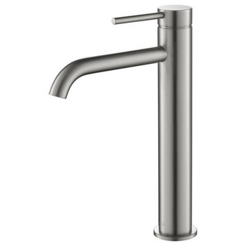 Circular Brass Single Handle Bathroom Faucet KBF1009, Brush Nickel, Without Drai
