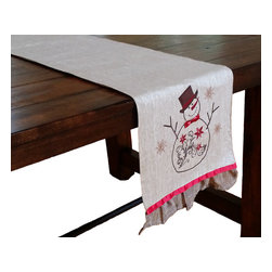 Xia Home Fashions - Snowman Embroidered Collection Table Runner, 13x72 - Table Runners