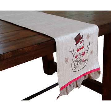 Snowman Embroidered Collection Table Runner, 13x72