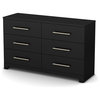 South Shore Primo 6-Drawer Double Dresser, Pure Black