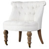 Amelie French White Linen Tufted Accent Chair