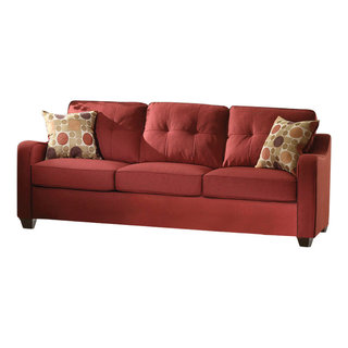 Cleavon II Sofa With 2 Pillows, Red - Contemporary - Sofas - by Acme ...