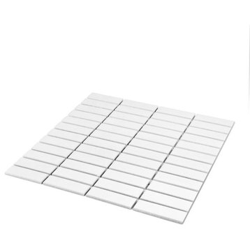 Gio White Matte 1" X 3" Stacked Linear Porcelain Mosaic Tile, 11 Sheets