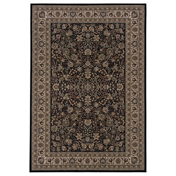 Aiden Traditional Vintage Inspired Black/Ivory Rug, 2' x 3'
