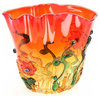 GlassOfVenice Murano Glass Abstract Flower Vase - Red