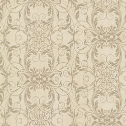 Beige Ironwork Scroll Wallpaper - Wallpaper