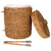 Artifacts Rattan Ice Bucket With Tongs, Honey Brown, Large