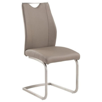 Armen Living Bravo Modern Faux Leather Dining Chair in Coffee
