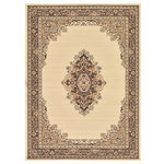 Unique Loom - Unique Loom Ivory Washington Reza 7'x10' Area Rug - The gorgeous colors and classic medallion motifs of the Reza Collection will make a rug from this collection the centerpiece of any home. The vintage look of this rug recalls ancient Persian designs and the distinction of those storied styles. Give your home a distinguished look with this Reza Collection rug.