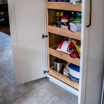 Two Tone Kitchen with Wood Stained and Light Beige Cabinets