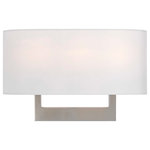 Livex Lighting - Livex Lighting Hayworth Brushed Nickel Light ADA Wall Sconce - Raise the style bar with a designer wall sconce in a handsome and versatile contemporary manner. This three light wall sconce comes in a brushed nickel finish with a rectangular off-white fabric hardback shade.