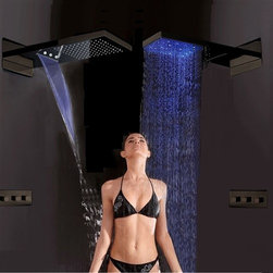 Renata 22" Contemporary RGB Multi Color Water Powered Led Shower Head - Showerheads And Body Sprays