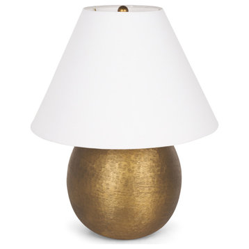 Sadiyah Antiqued Gold Brushed Metal w/ Cream Shade Table Lamp
