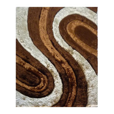 Dimension Shaggy Polyester 5'x7'3" Machine Woven Area Rug in Brown and White