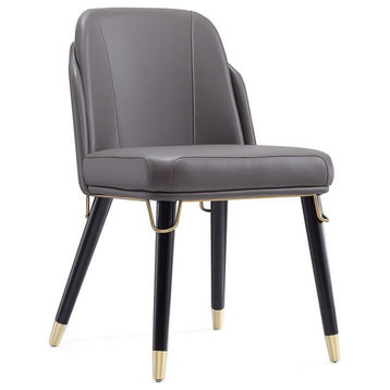 Manhattan Comfort Estelle 18.9" Faux Leather Dining Chair in Pebble