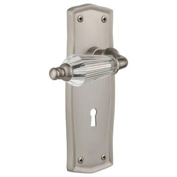Prairie Plate with Keyhole Passage Parlor Lever, Satin Nickel