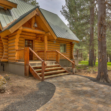 Log Cabin Exterior Porch Large Log Stairs