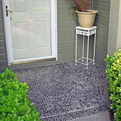 Tumbled Black Marble Tile at the Entry Of A House - Wall And Floor Tile
