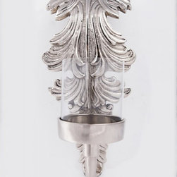 Ornate Candle Wall Sconce - Silver - Wall Sconces