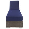 Signature Outdoor Chaise Lounge With Sunbrella Cushions, Espresso With Air Blue