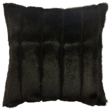 The Pillow Collection Brown Faux Mink Throw Pillow, 26"
