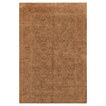 Bareens Designer Rugs - Oriental Ziegler Liana Brown Gold Hand-Knotted Wool Rug - 5'10'' x 8'11'' - Enhance the ambiance of your home with this magnificent Persian-influenced Turkish hand-knotted rug made by skilled artisans capable of creating the most exceptional vegetable dyes and hand-spun wool. This exquisite handmade rug is a one-of-a-kind Peshawar Kafkaz, otherwise identified as Chobi, Chobi Peshawar, Oushak, or Ziegler rug. These handmade rugs are crafted in Pakistan utilizing superior-quality wool imported from Australia, New Zealand, and Korea in two types of weaves: the Persian weave and the Mori weave. This rug is meticulously crafted by hand using the finest natural vegetable dyes extracted from local plants. The artisans use a blend of hand-spun local and fine merino wool, resulting in a rug with a compelling texture, higher lanolin content, and longer staple. The artisans occasionally incorporate natural or artificial silk into the pile to enhance specific motifs. The finished product is an awe-inspiring execution of flawless design and an understated palette that exudes elegance.