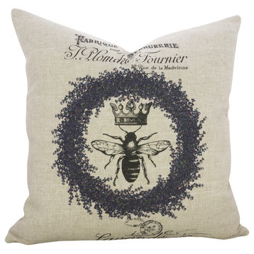 Bee Crest Linen Pillow