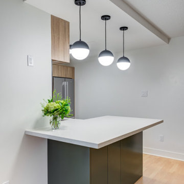 Kitchen island and pendant lights