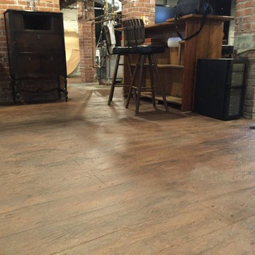 Wood Plank Concrete Overlay for Basement Floor